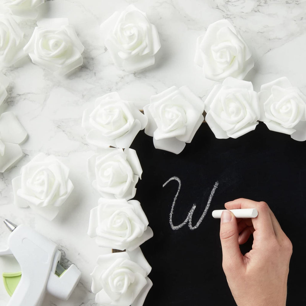 White Flowers Artificial Roses - Artificial Flowers for Wedding Decor & Centerpiece Table Decorations - 100-Pack, 3