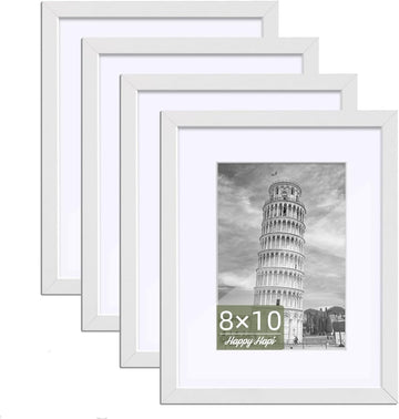 8x10 Picture Frames Set of 4, Wall or Tabletop Display, White