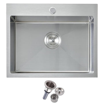 20×16 inch Drop In, 20 inch Stainless Steel Top mount Single Bowl Small Bar Sink, Overmount 16 Gauge Handmade