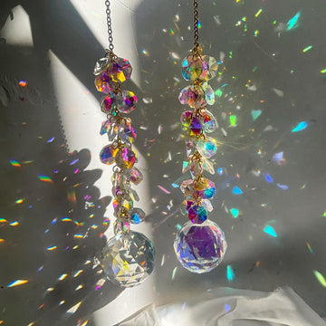 Suncatchers for Windows Hanging Prism, 40mm auraro Crystal Suncatcher with Crystals Chandelier Beads