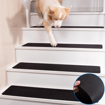 Carpet Non Slip for Wooden Stairs, Rubber Backed Indoor with Tech Fabric Surface, Anti Slip Stair Covers, 30" x 8"