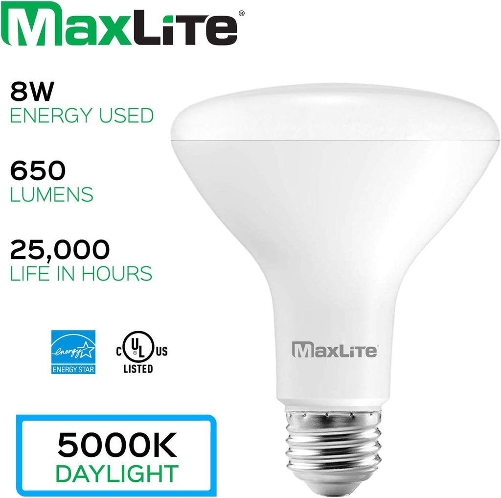 BR30 LED Flood Light Bulbs, 65W Equivalent, Daylight 5000K, 650 Lumens, Dimmable, Energy Star, E26 Medium Base, 12-Pack