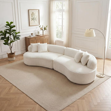 Modern Curved L-Shape Luxury Sectional Oversized Sofa: Minimalist Design, Comfy Sleeper Couch & Reception Spaces