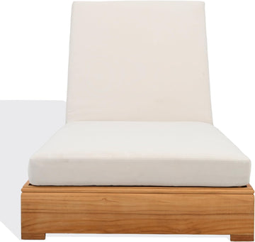 Patio Furniture Collection - Montford Brazilian Teak Chaise Lounge with Beige Cushions, Adjustable