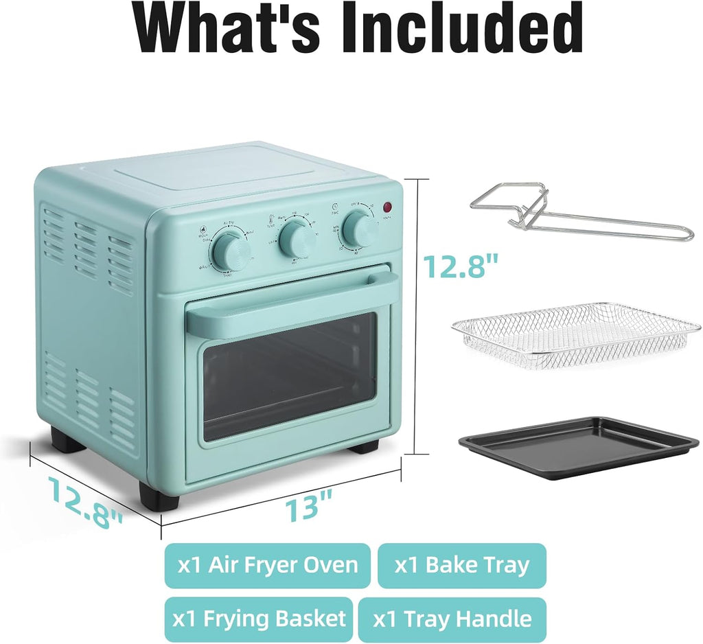 Air Fryer Toaster Oven Combo, Retro Convection Oven Countertop,16QT Small Toaster Oven, 4-slices or 9" Pizza,Bake