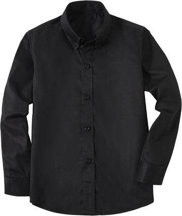 Boys' Dress Shirts Toddle Boy Long Sleeve Uniform Shirt for Kids