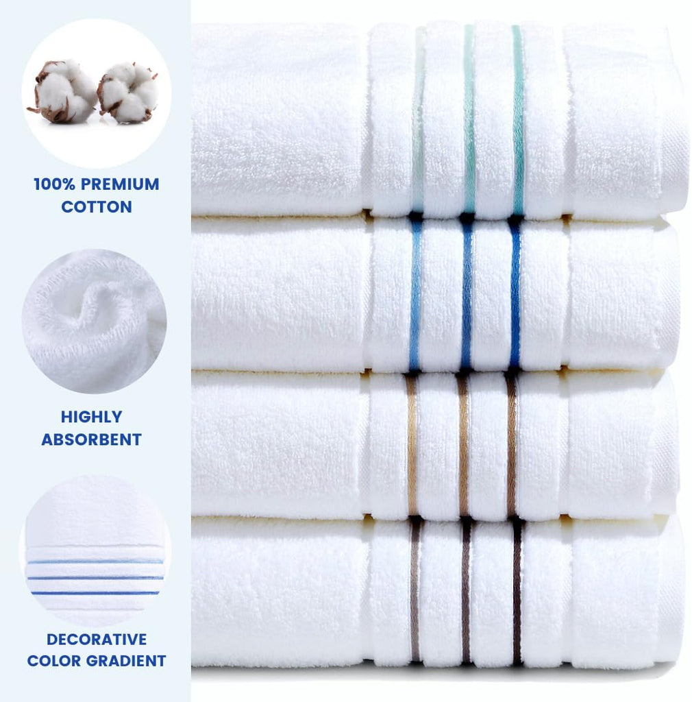 Bath Towels Set - Luxury 6-Piece Cotton Towels, Soft Absorbent & Quick Dry, 600 GSM Bath Towels Spa Quality
