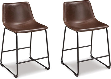 Centiar 24" Counter Height Modern Bucket Barstool 2 Count, Brown