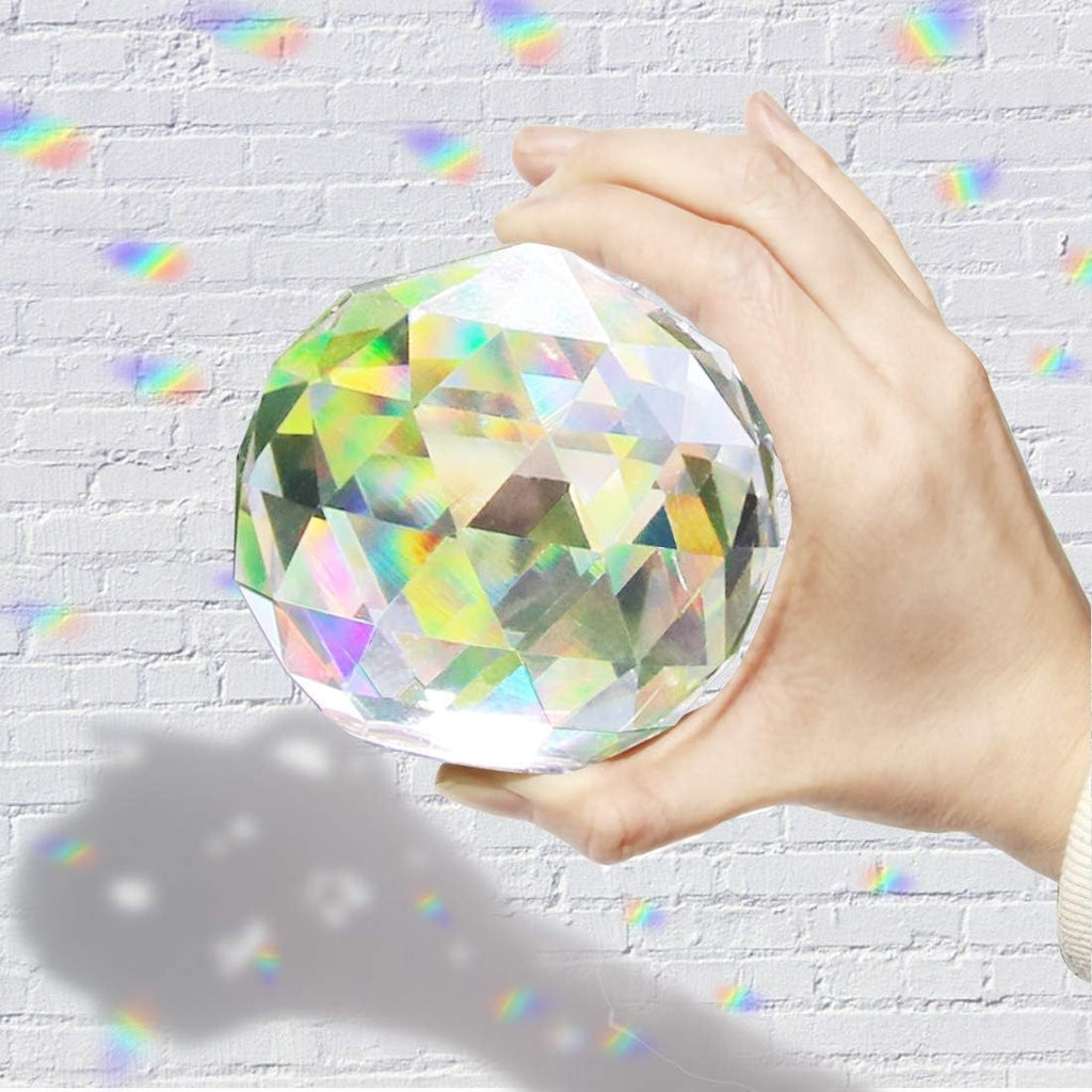 Clear Glass Crystal Ball Prism Suncatcher Rainbow Maker, Sphere Faceted Gazing Ball for Window, Feng Shui
