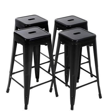 Bar Stools Set of 4 Counter Stool Metal Bar Stools 30 Inches Height Industrial Bar Chairs Patio Stool Stackable