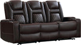 Home Theater Seats, Faux Leather Movie 3 Seat Recliner Sofa with Hidden Arm Storage