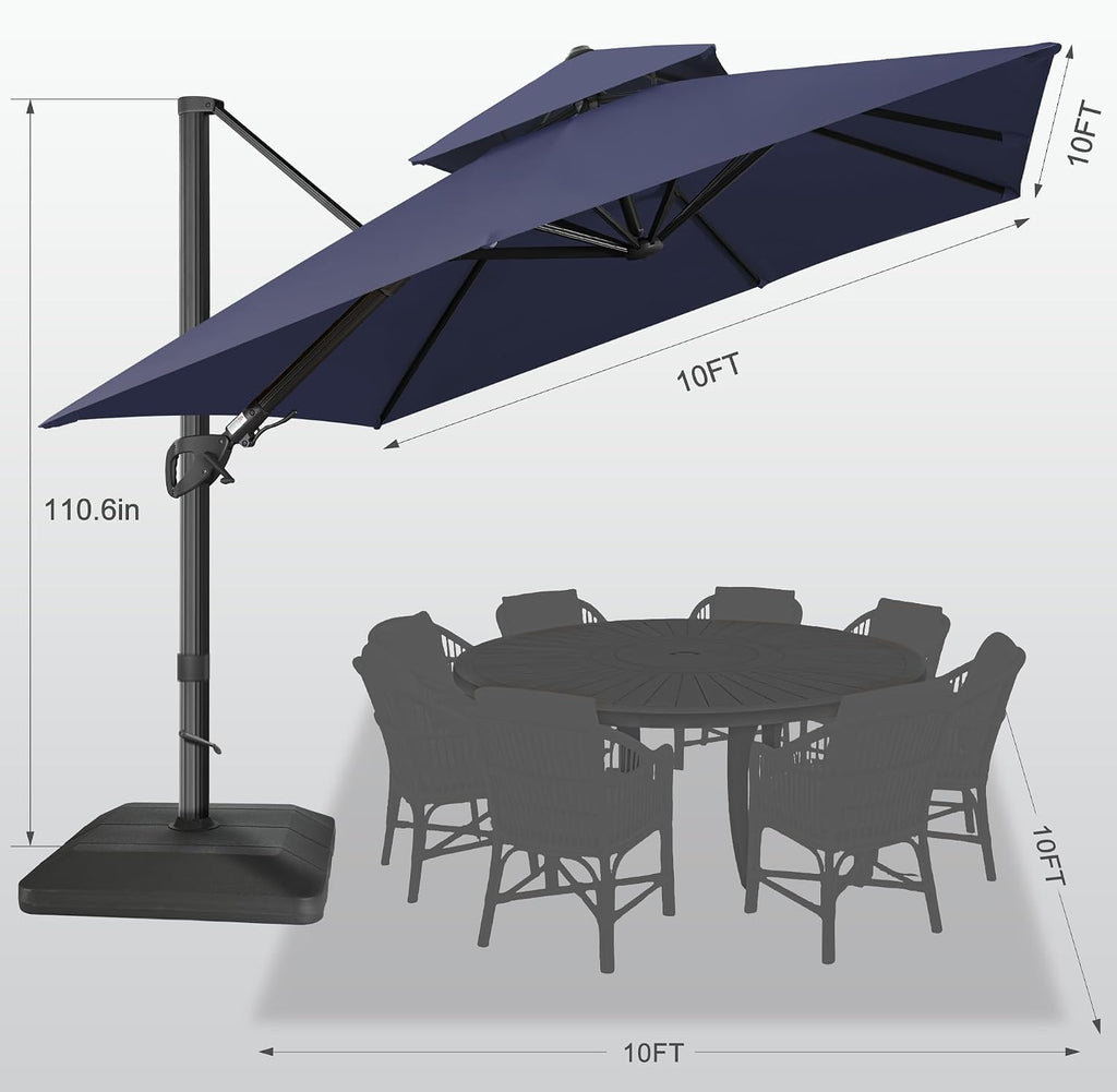 10x10 FT Square Cantilever Patio Umbrella