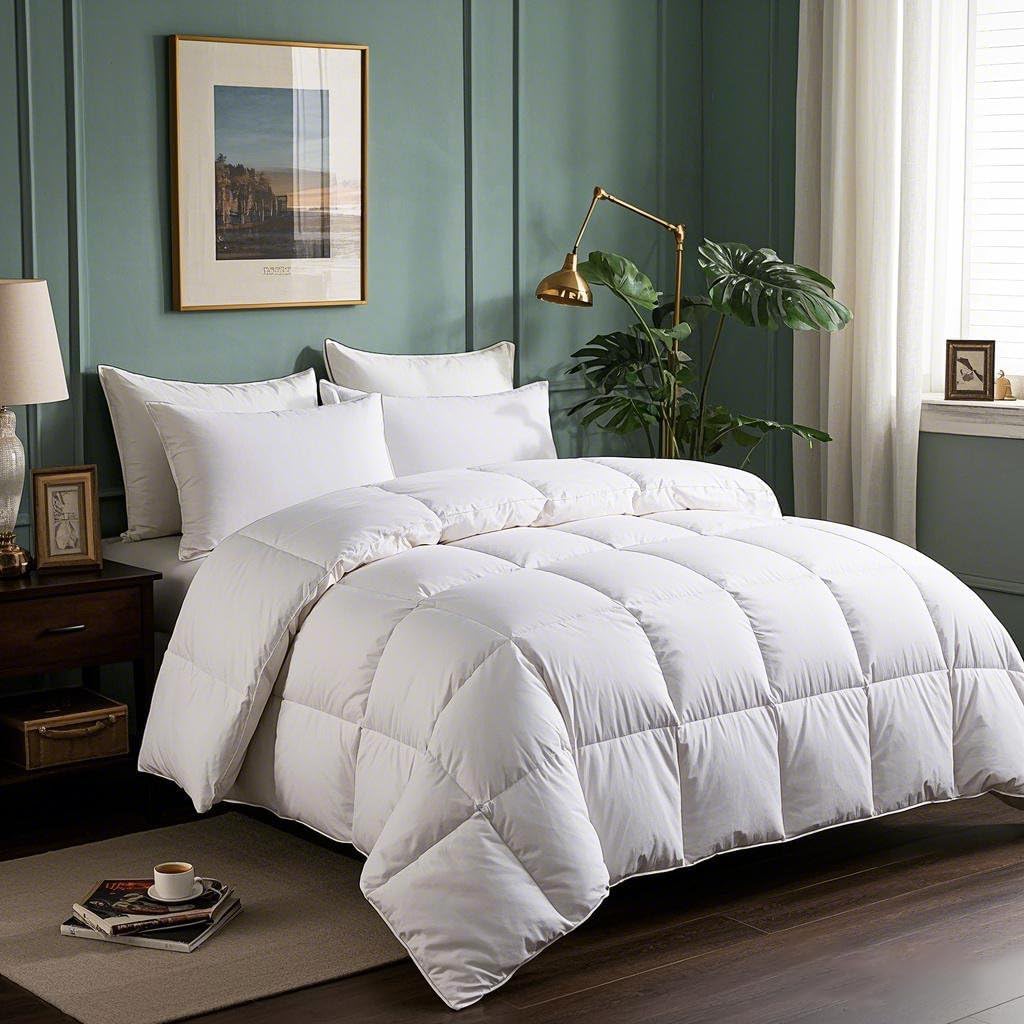 Goose Feathers Down Fiber Comforter Twin Duvet Insert,100% Cotton,Hotel Luxury Hypoallergenic Comfor