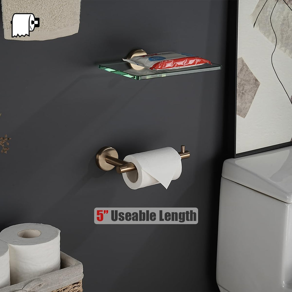 Bathroom Hardware Set Champagne Bronze, 5-Piece Bath Accessories Set Wall Mount Includes 24 in Towel Bar, 7 in Towel
