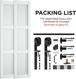 60" x 84" Bifold Sliding Barn Door with Hardware Kit Included, Pre-Assembled Glass Barn Doors with W