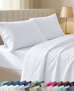 Soft 100% Cotton Sateen King Sheets Set, White