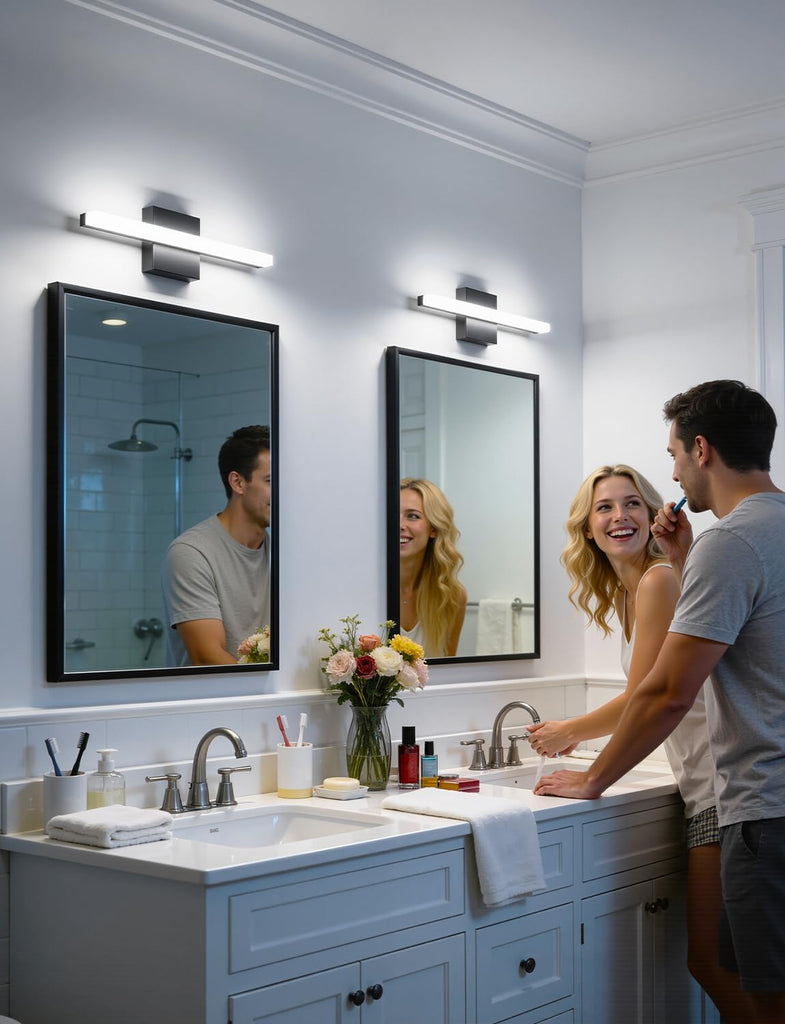Black Bathroom Light Fixtures Over Mirror Lighting Gentle, 9W 16 Inch Modern LED Small Vanity Lamp Bar IP44 Slim