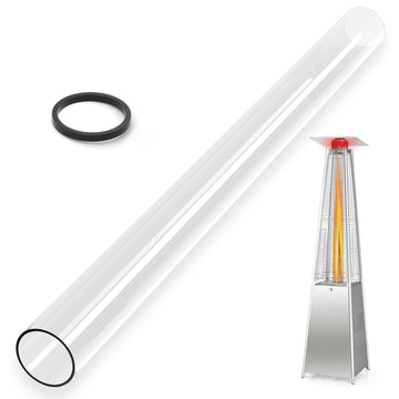 Patio Heater Glass Tube Replacement 49.5′′ Tall 4′′ Diameter with Rubber Ring