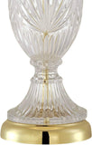 Traditional Glam Style Table Lamp 26.5" High Cut Glass Urn Brass Gold Metal Clear White Cream Bell Glass Shade Decor