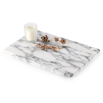 Italian Natural Marble Cutting Board Pastry Bread Macaron Display, 12" x 8" Real Stone Slab Marble Cheese Board