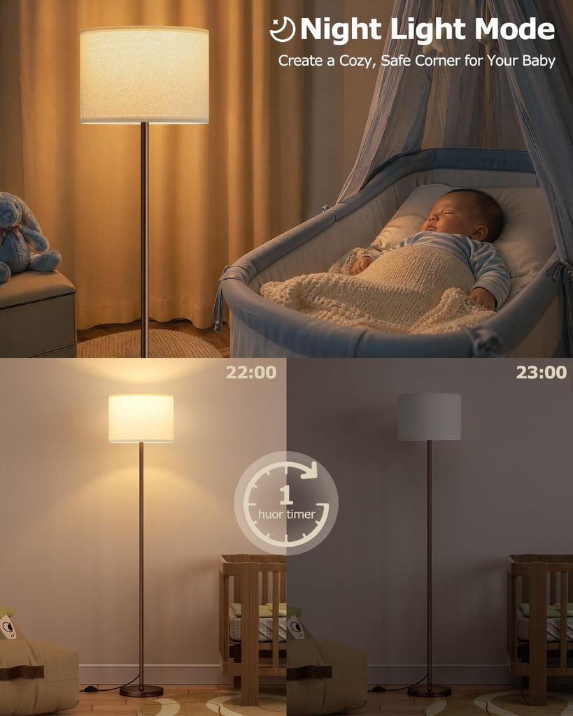 Dimmable Floor Lamp with Remote & 9W LED Bulb