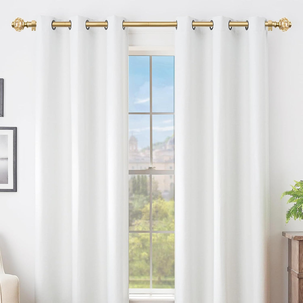2 Pack Window Treatment Finials for 1 or 7/8 Inch Curtain Rods, Gold Drapery Rods Replacement Finials with M6