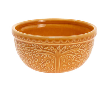 Ceramic Bowl Fall Autumn Thanksgiving Embossed Leaf Serving Dish, Small/2 Cups, Saffron Yellow