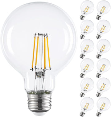 12-Pack G25 Globe Light Bulbs LED Dimmable, Round Clear Vanity Light Bulb for Bathroom, LED Edison Bulb, 4.5W(60W
