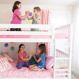 Bunk Bed Twin over Twin, Solid Wood Bunk Bed Frame with Ladder for Kids, 14" Safety Guardrails, Easy Assembly