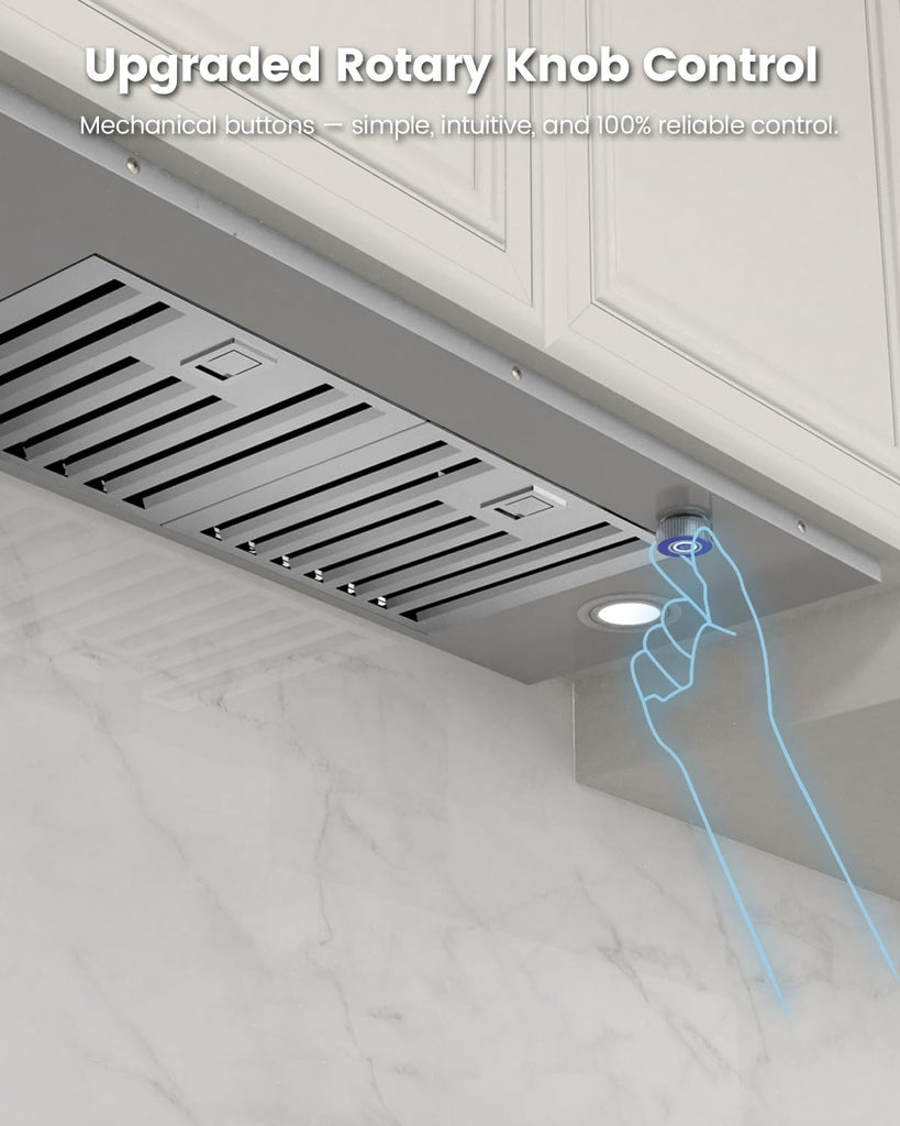 30 Inch Stainless Steel Range Hood Insert 900 CFM 4 Speed Knob Control Convertible Ducted/Ductless