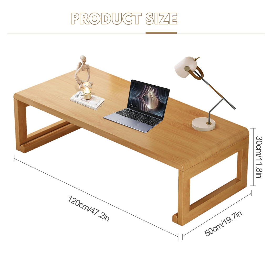 Japanese Floor Table Tea Table Low Coffee Table Bamboo Versatile Folding Design for Tatami Home, Office, Living Room