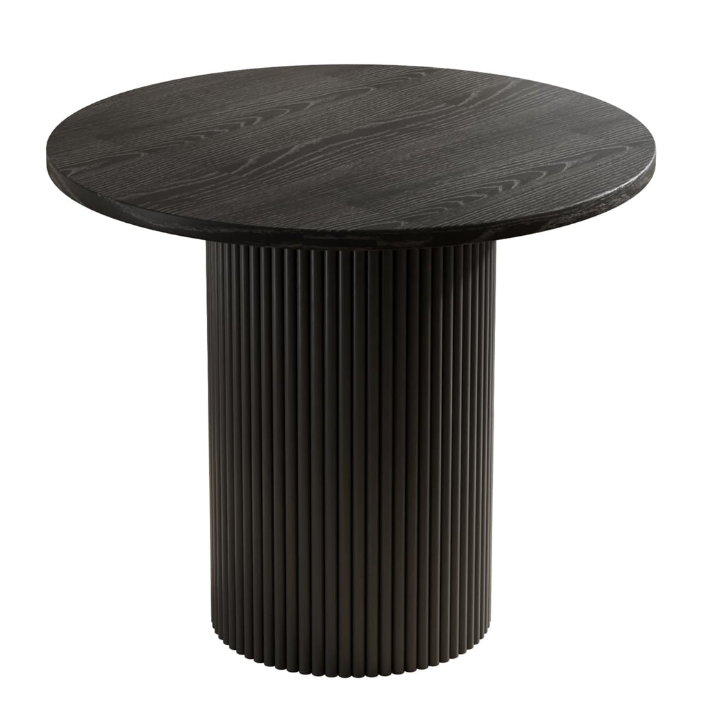 34.3" Round Wood Dining Table Fluted Kitchen Table Circle Dining Tables Modern Pedestal Tables Circular for 2-4