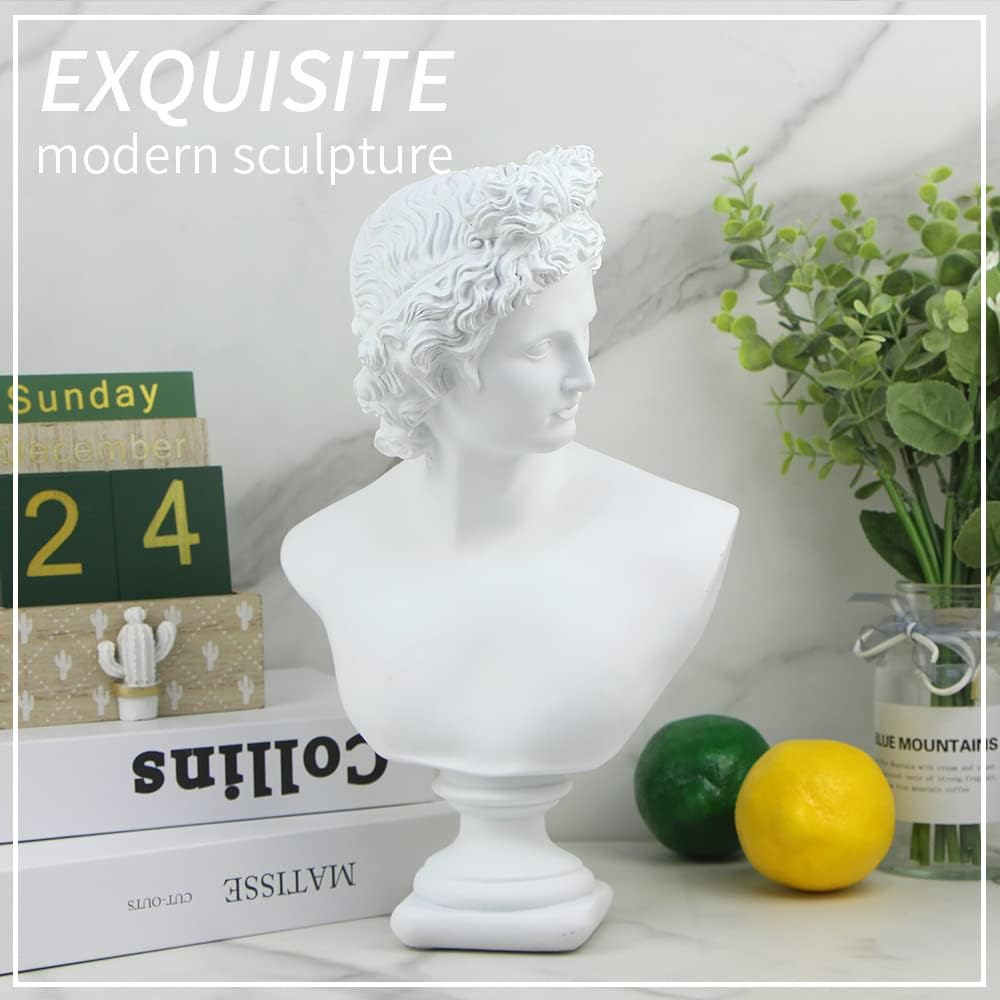12.6in Greek Statue of Apollo, Classic Roman Bust Greek Mythology Sculpture Decor