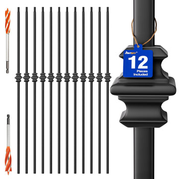 Wrought Iron Hollow Balusters - Deck Spindles Stair Railing Indoor, Stair Single Knuckle Hollow Iron Baluster Stair