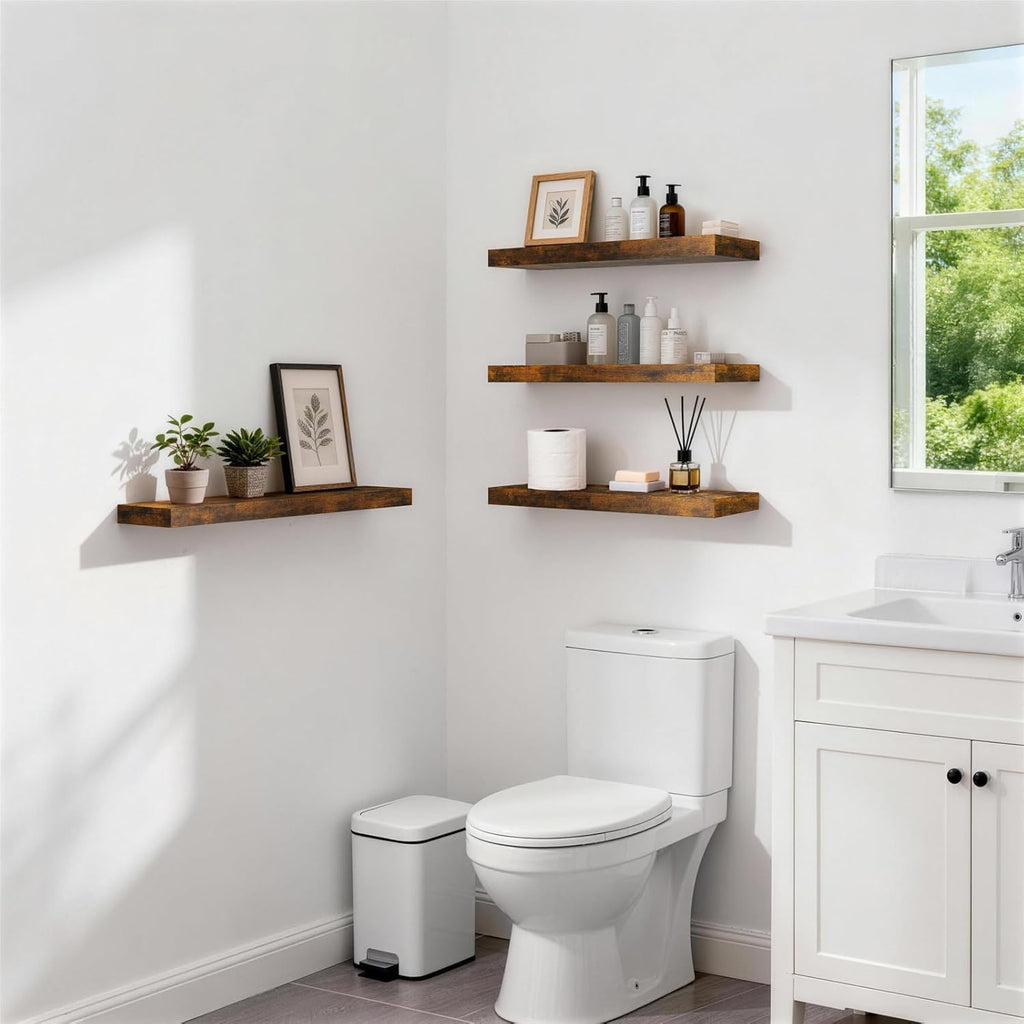 Floating Shelves for Wall, Set of 3, 22.5 Inch Rustic Wood Wall Mounted Shelving , Hanging Display Decor Book Shelf
