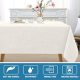 Linen Textured Tablecloth 60 x 102 Waterproof Decorative Table Cloth Spill-Proof Linen Look Cover Ta
