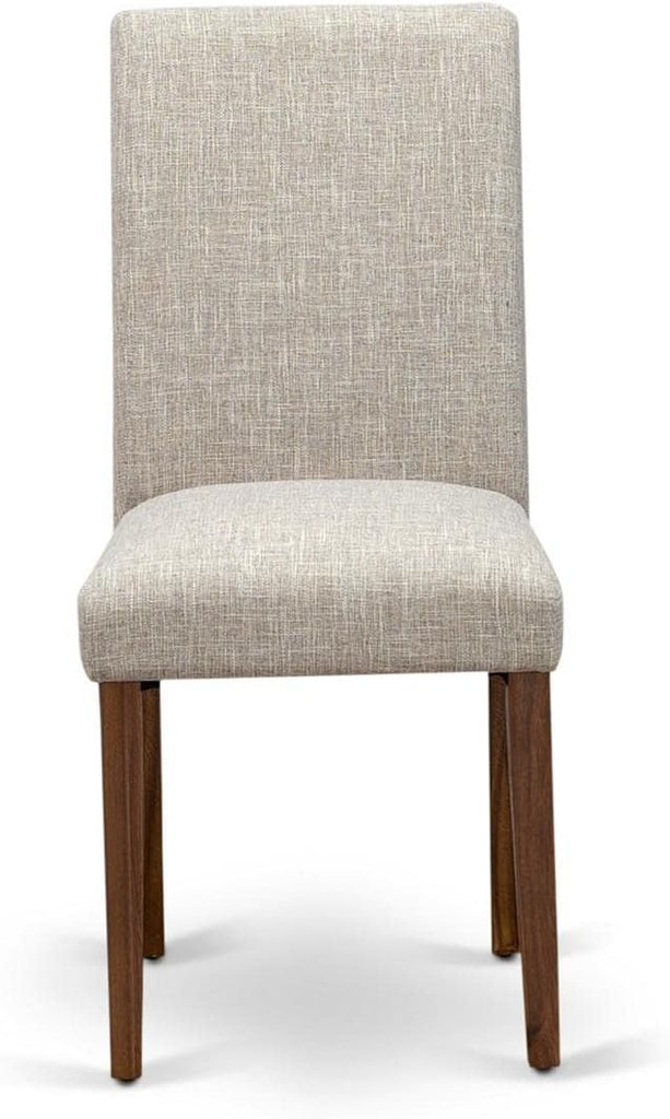 Abbott Classic Parson Chairs - Doeskin Linen Fabric Padded Dining Chairs, Set of 2, Natural