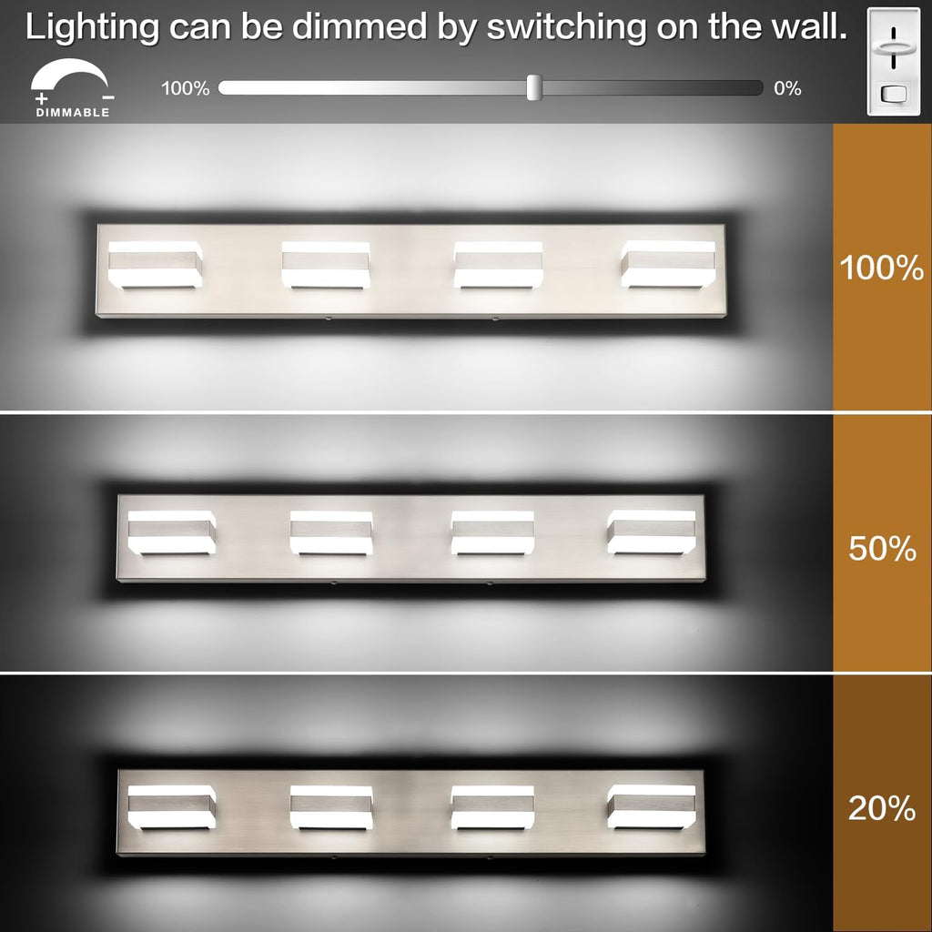 Bathroom Vanity Lights Brushed Nickel Light Fixtures Above Mirror 4 Light Led Lights Bath Lighting Fixture Nickel ETL
