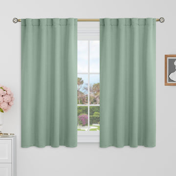40 Inch Blackout Curtains Window, 2 Panels, Sage Green