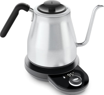 Brew Pour Over Gooseneck Electric Kettle - Stainless Steel | Adjustable Temperature Control, Built-In Timer, Cord