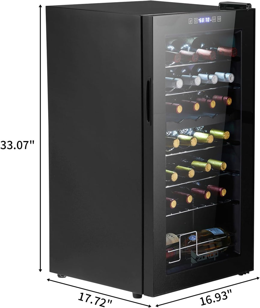 28-Bottle Dual Zone Compressor Wine Cooler, Freestanding Compact Mini Wine Fridg