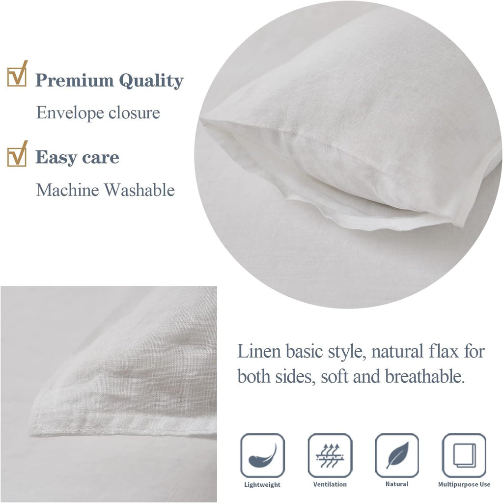 100% Linen Lumbar Pillow Cover 12 x 20 Inches Set of 2 Rectangular Decorative Throw Cushion Cover