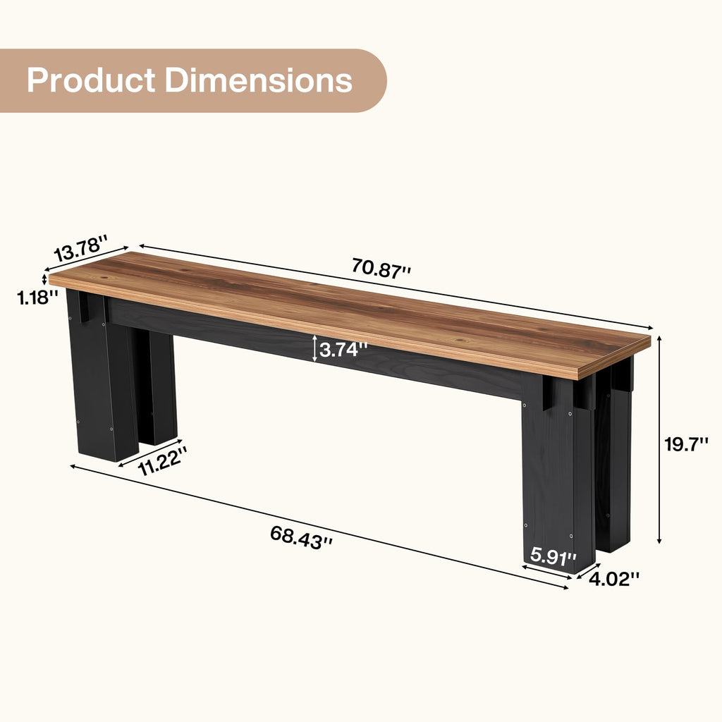 70.9" Entryway Bench, Extra Long Farmhouse Shoe Bench