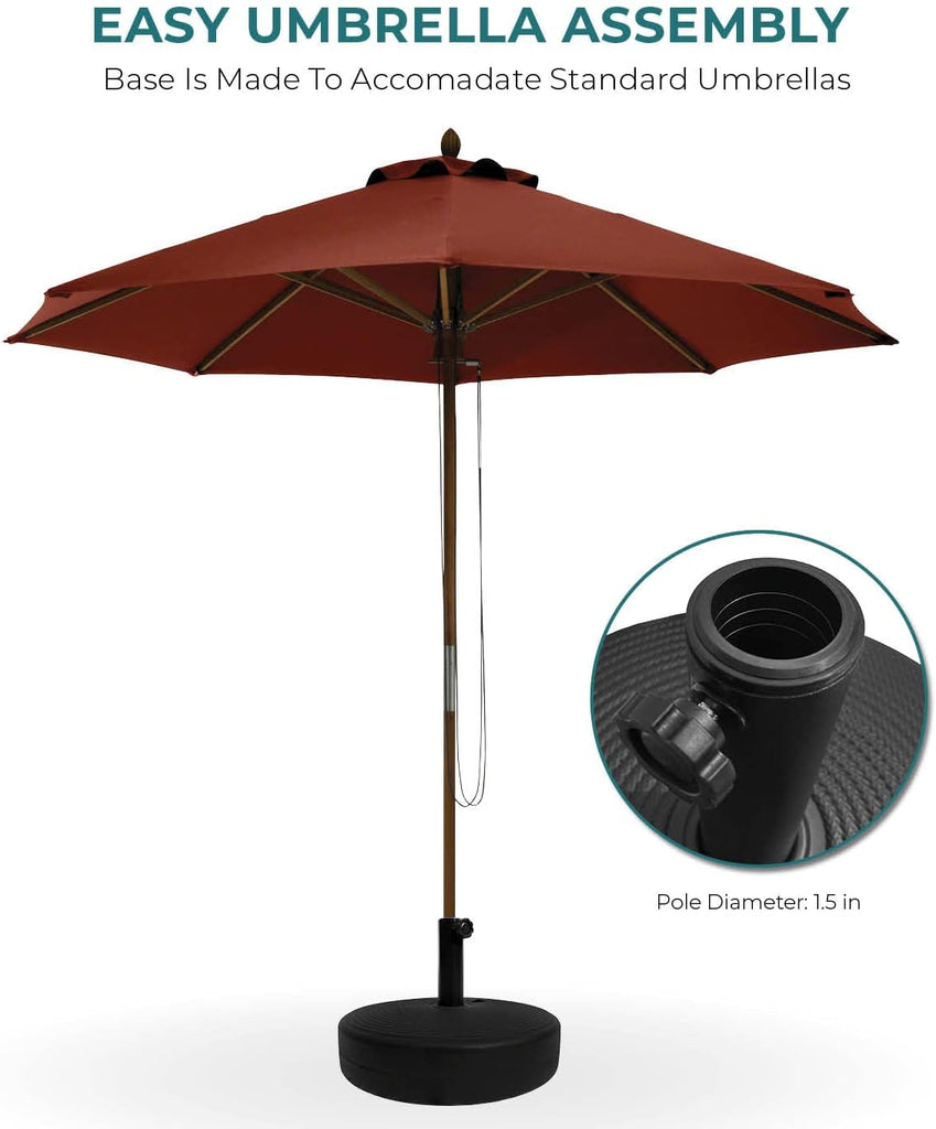 17L Round 18" Water/Sand Fillable Patio Outdoor Umbrella Base Stand w/Handle Carrier - Backyard Expressions