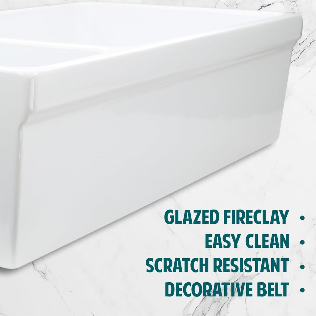 White Farmhouse Sink, 36" Farm Kitchen Sink, Fireclay