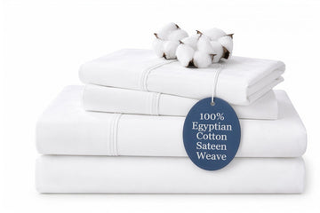 4 Piece Full Sheet Set, 100% Cotton, 16-inch Deep White