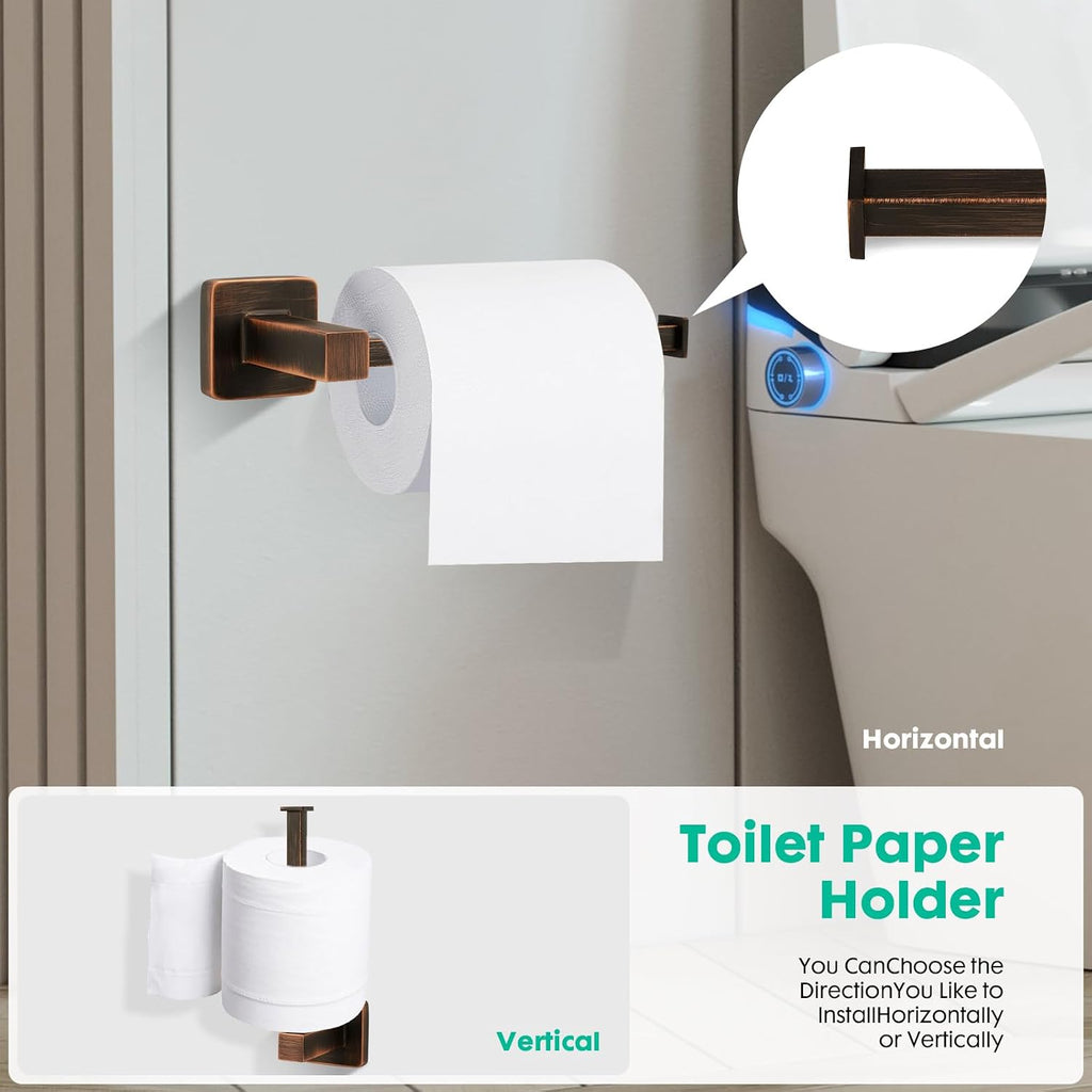 5 Piece Bathroom Hardware Accessories Set Oil Rubbed Bronze,24 Inch Towel Bar Set,Towel Rack Set,Bathroom Towel