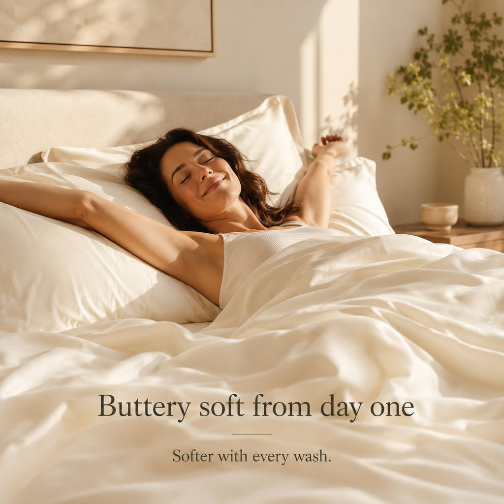 Queen Sheets - 800 Thread Count 4 PC Egyptian Cotton Luxury Bedding - Ivory