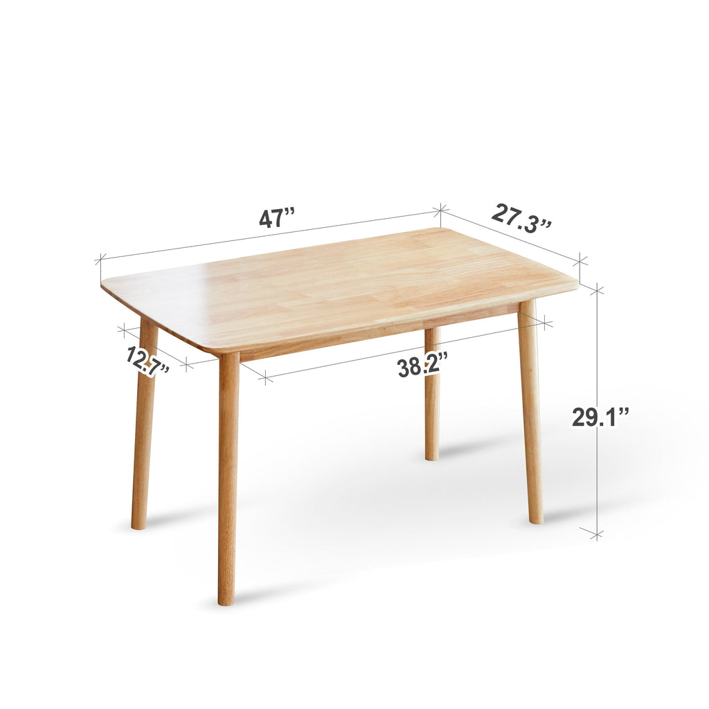 Aslan 47" Malaysian Oak Rectangular Wooden Dining Table/Solid Wood Kitchen Desk (Natural Oak)