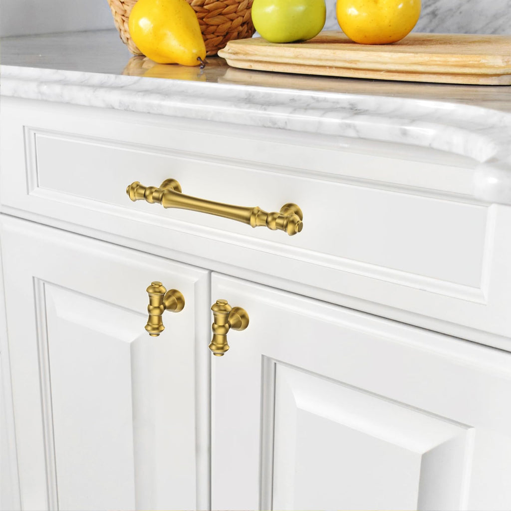 10 Pack Heavy Duty Solid Zinc Alloy Vibrant Brushed Moderne Brass Cabinet Pulls 3.75"
